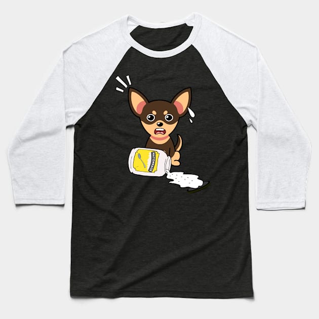 Funny Small dog spilled a jar of mayonnaise Baseball T-Shirt by Pet Station